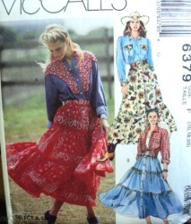 6379  McCalls COUNTRY YOKE SHIRT , TIER/ RUFFLE SKIRT, BELT PATTERN 10-14 uncut